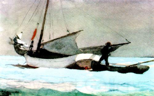 Winslow Homer Stowing the Sail, Bahamas Spain oil painting art